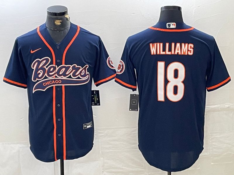 Men Chicago Bears #18 Williams Blue Joint Name 2024 Nike Limited NFL Jersey style 2